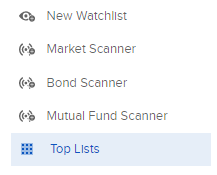 Image of the predefined watchlist in Portal. 